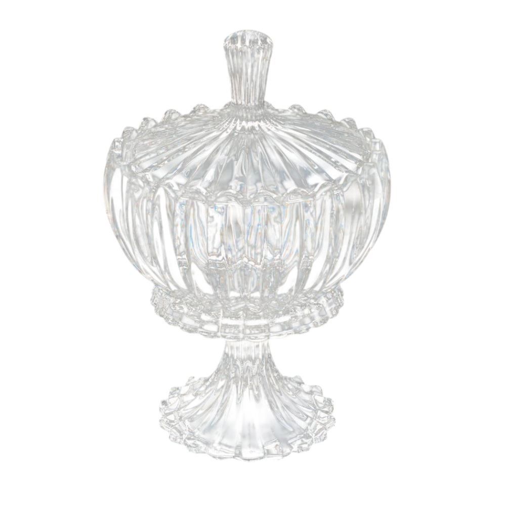 Bomboniere com Pé Cristal Geneva Wolff 25Cm - Transparente