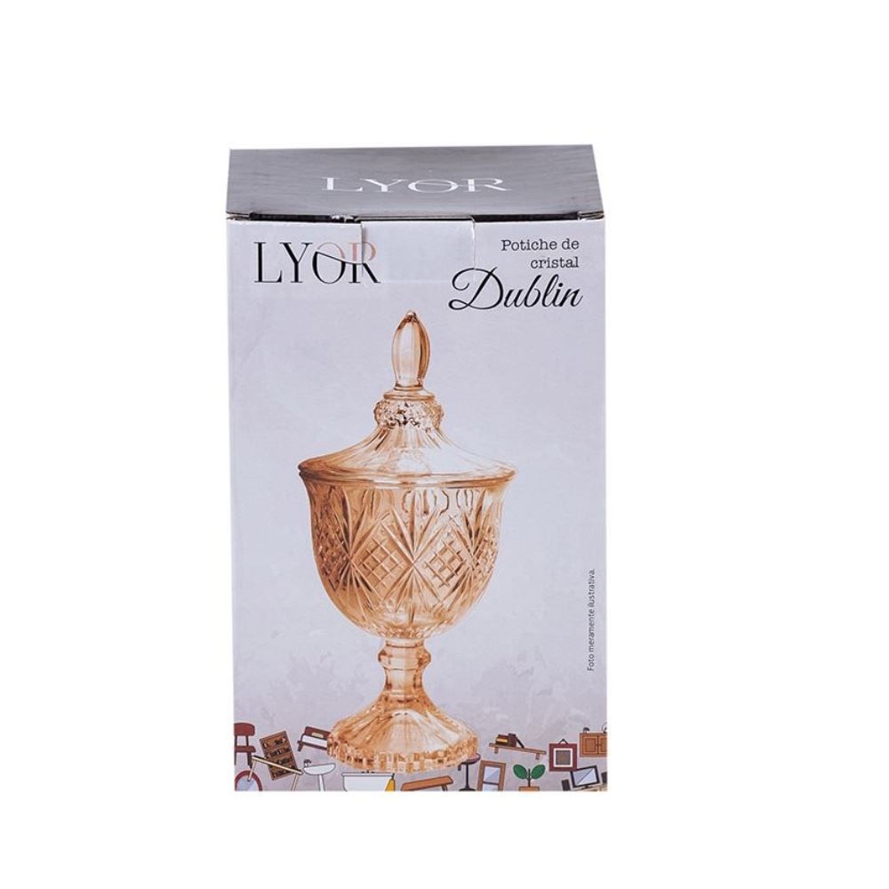 Bomboniere com Pé Dublin Lyor 24,5Cm - Âmbar