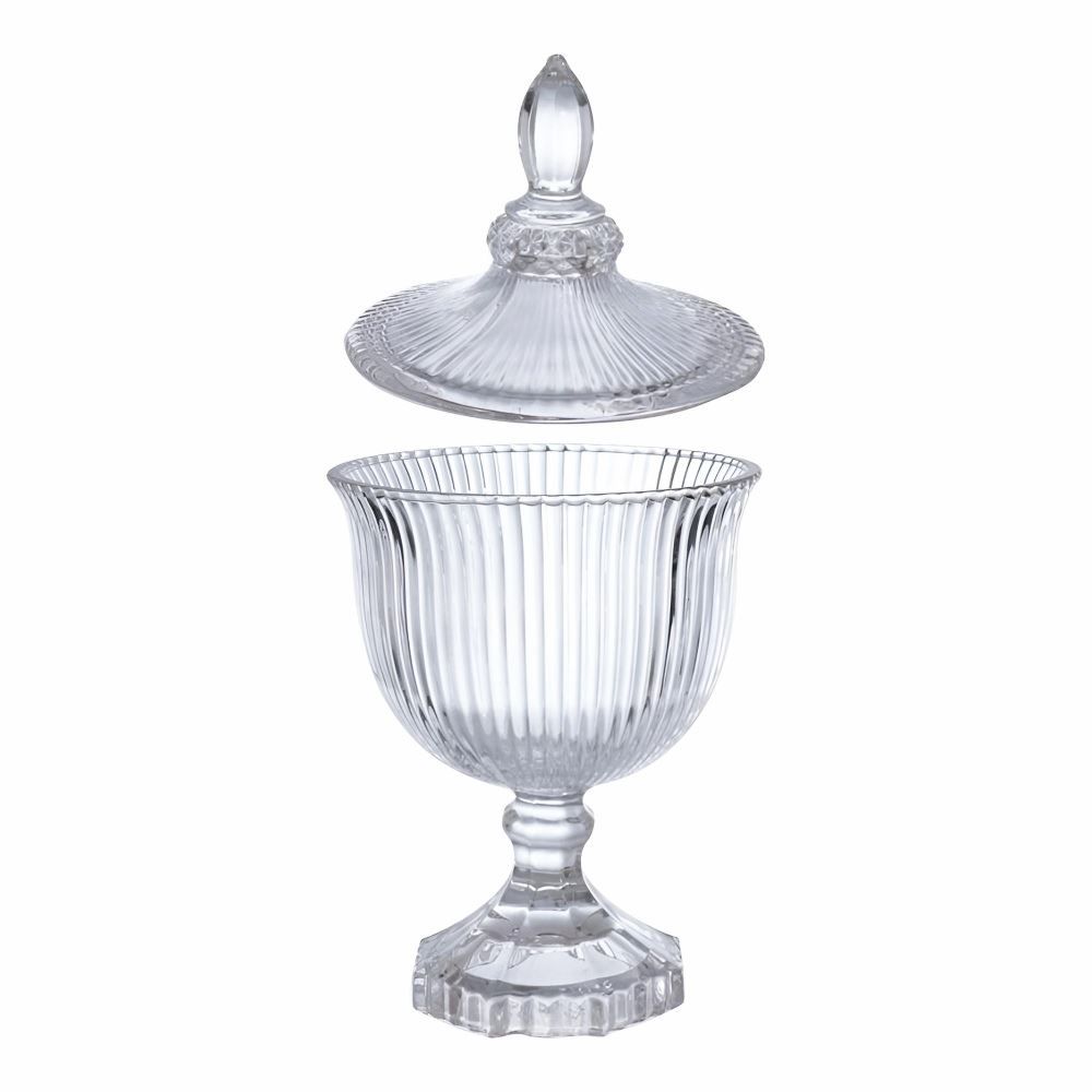 Bomboniere de Vidro com Pé Graffiato Hauskraft - 19Cm