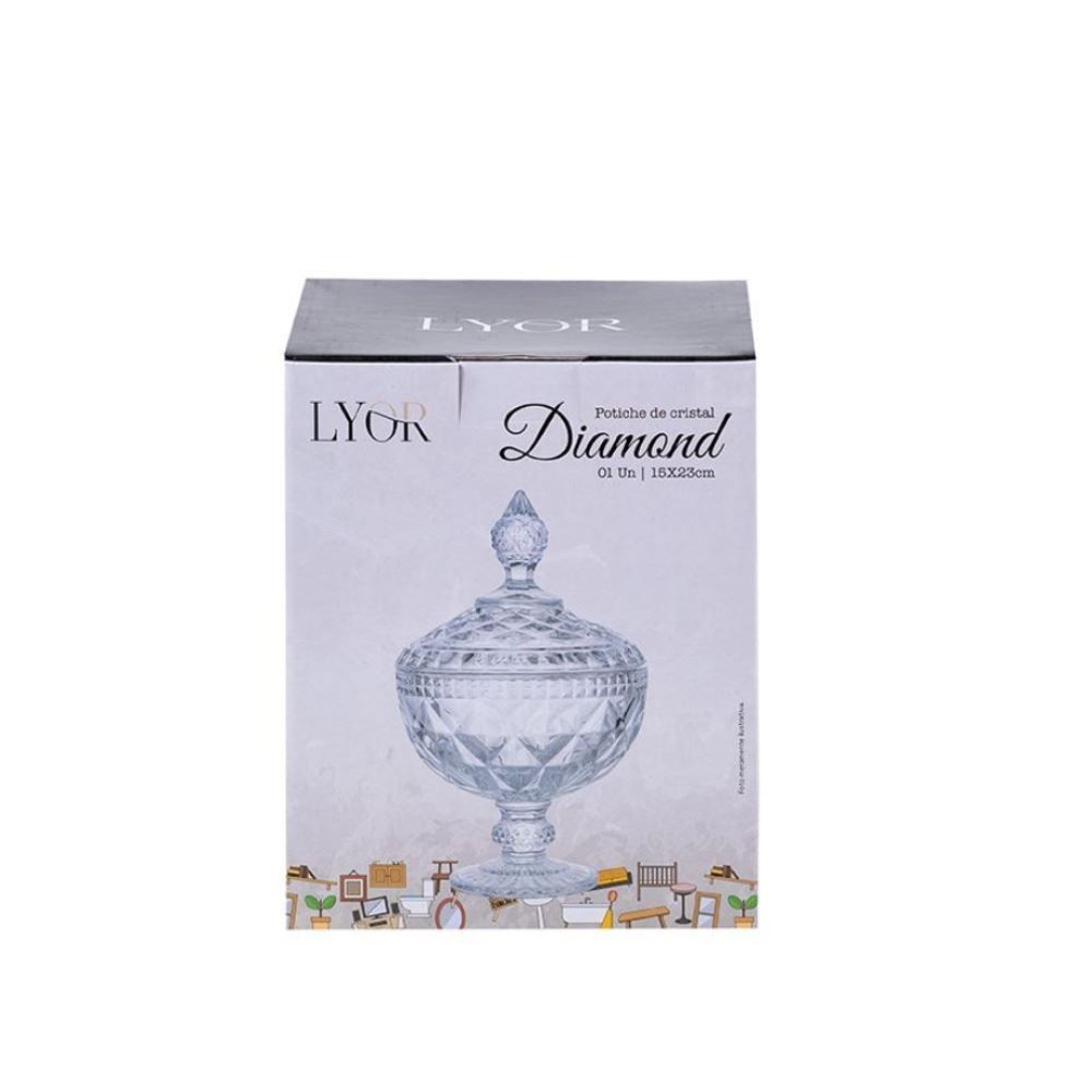 Bomboniere com Pé Diamond Lyor 23Cm - Cristal