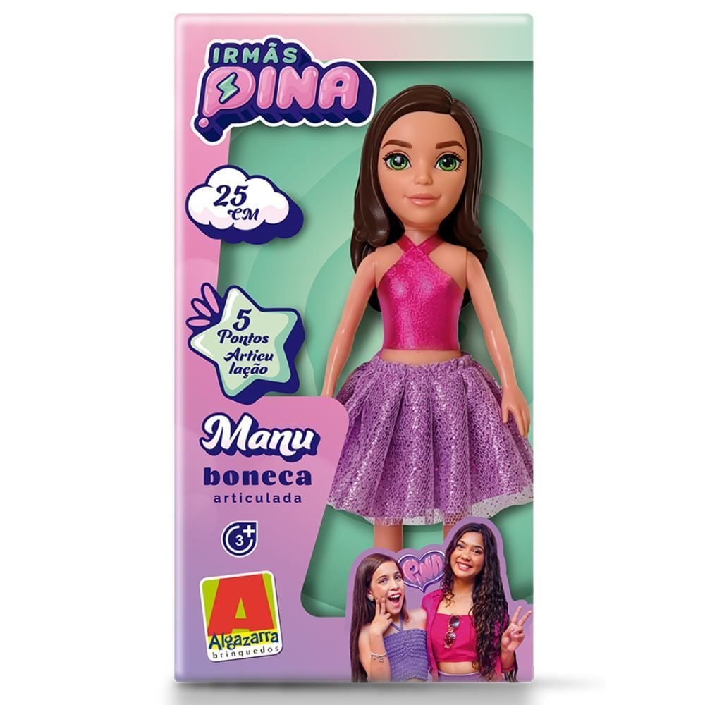 Boneca Articulada Manu Irmãs Pina Algazarra Brinquedos