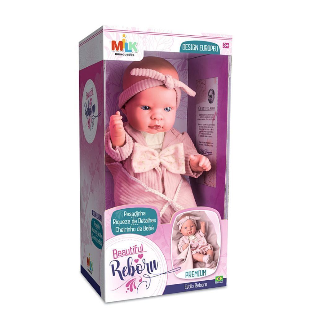 Boneca Beautiful Reborn Premium Milk Brinquedos - 620