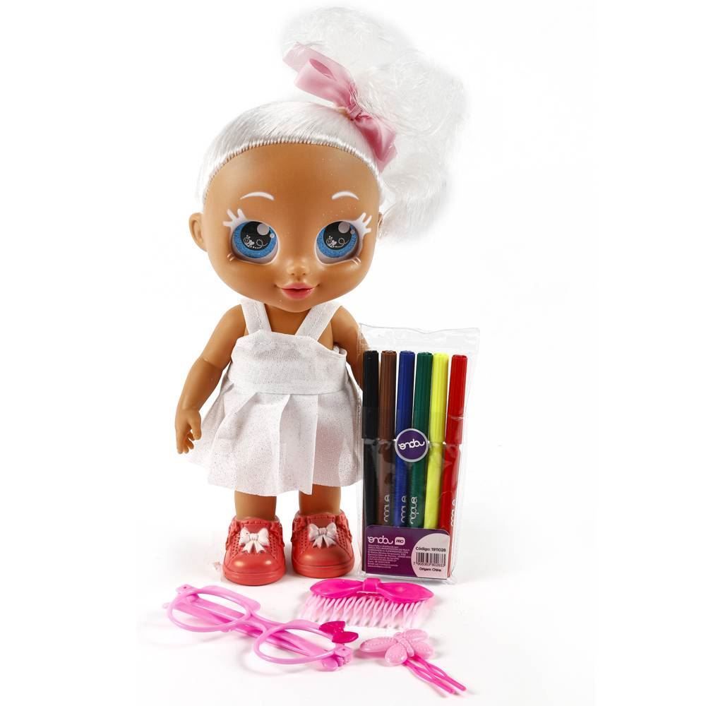 Boneca Bee Toys Brave Girls Artista Com 6 Canetinhas - 0079