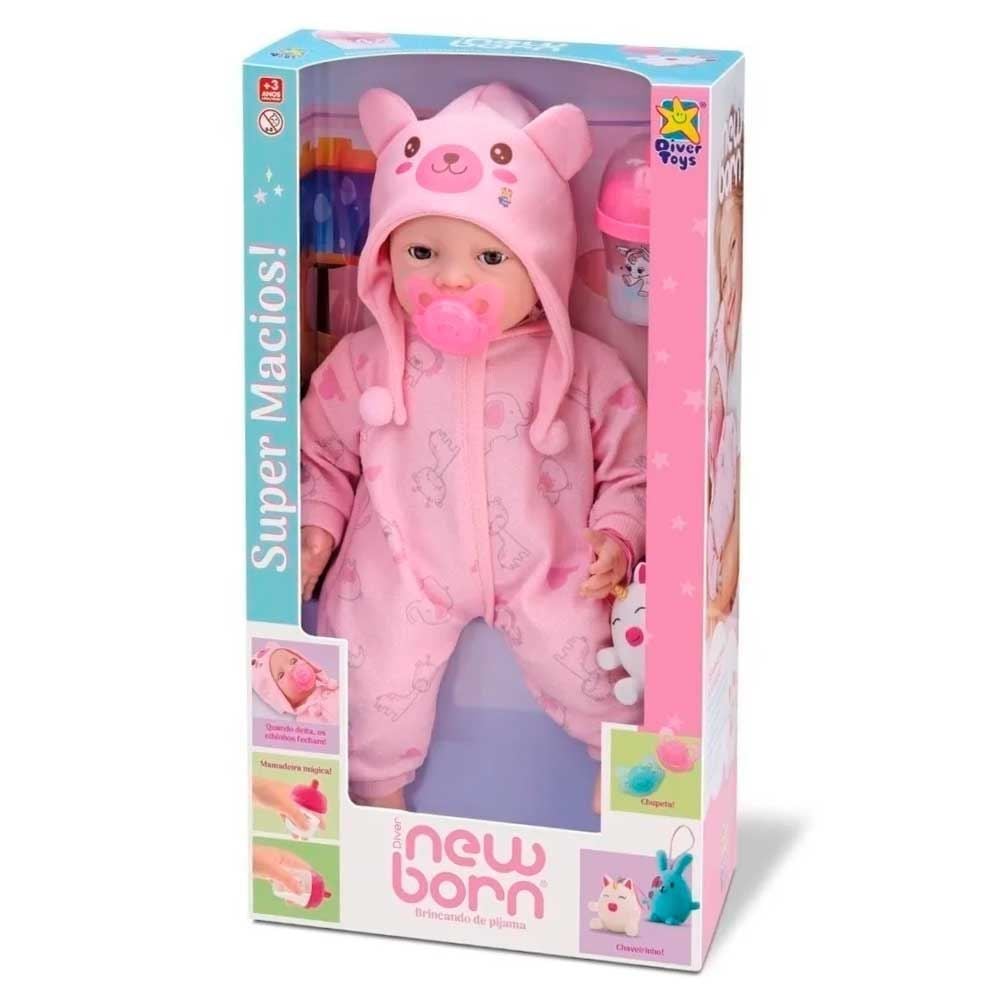 Boneca Diver New Born Brincando De Pijama Menina Divertoys - 8191