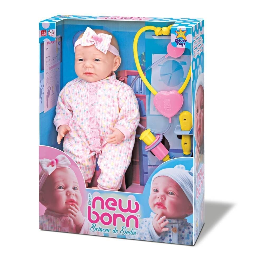 Boneca Diver New Born Brincar De Dodói Menina Divertoys - 8336
