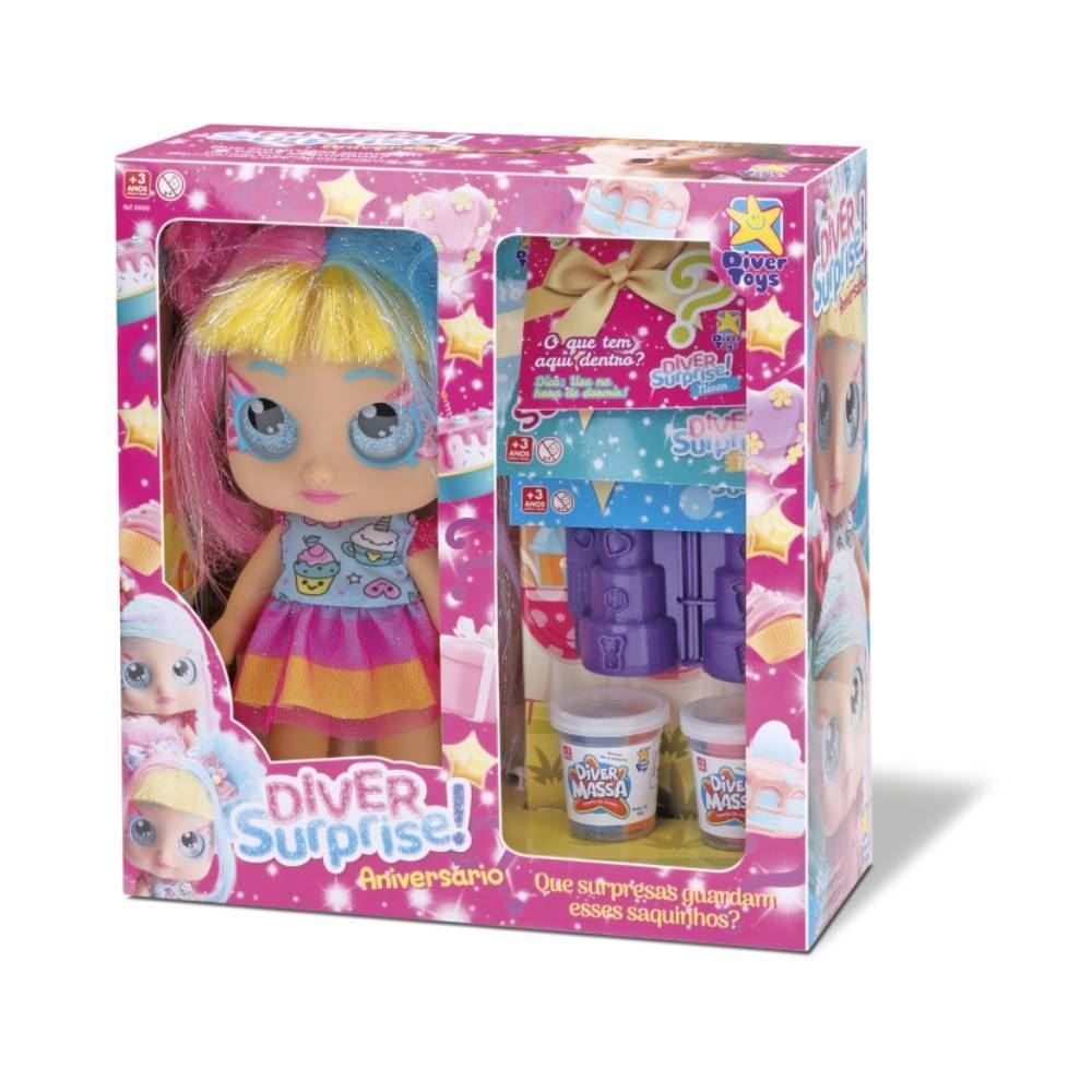 Boneca Diver Surprise Festa De Aniversario Divertoys - 8278
