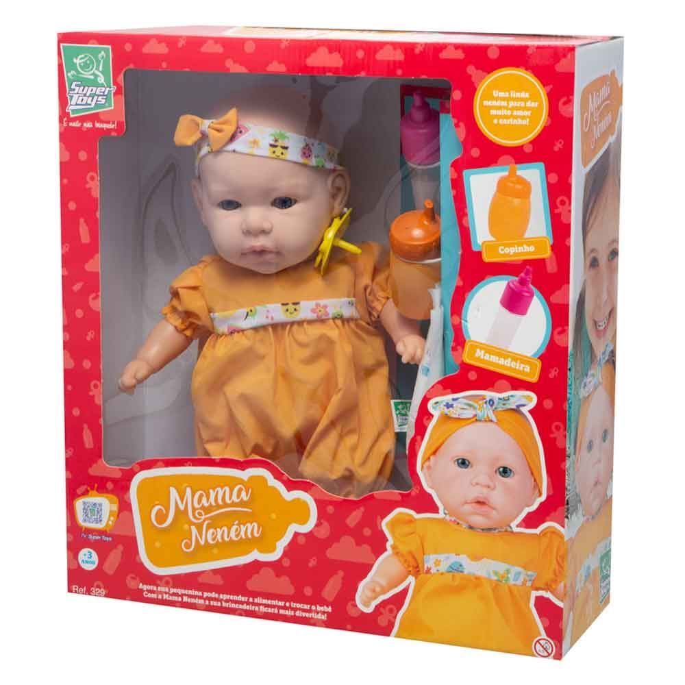 Boneca Mama Neném Mamadeira Suco Fralda Super Toys - 329