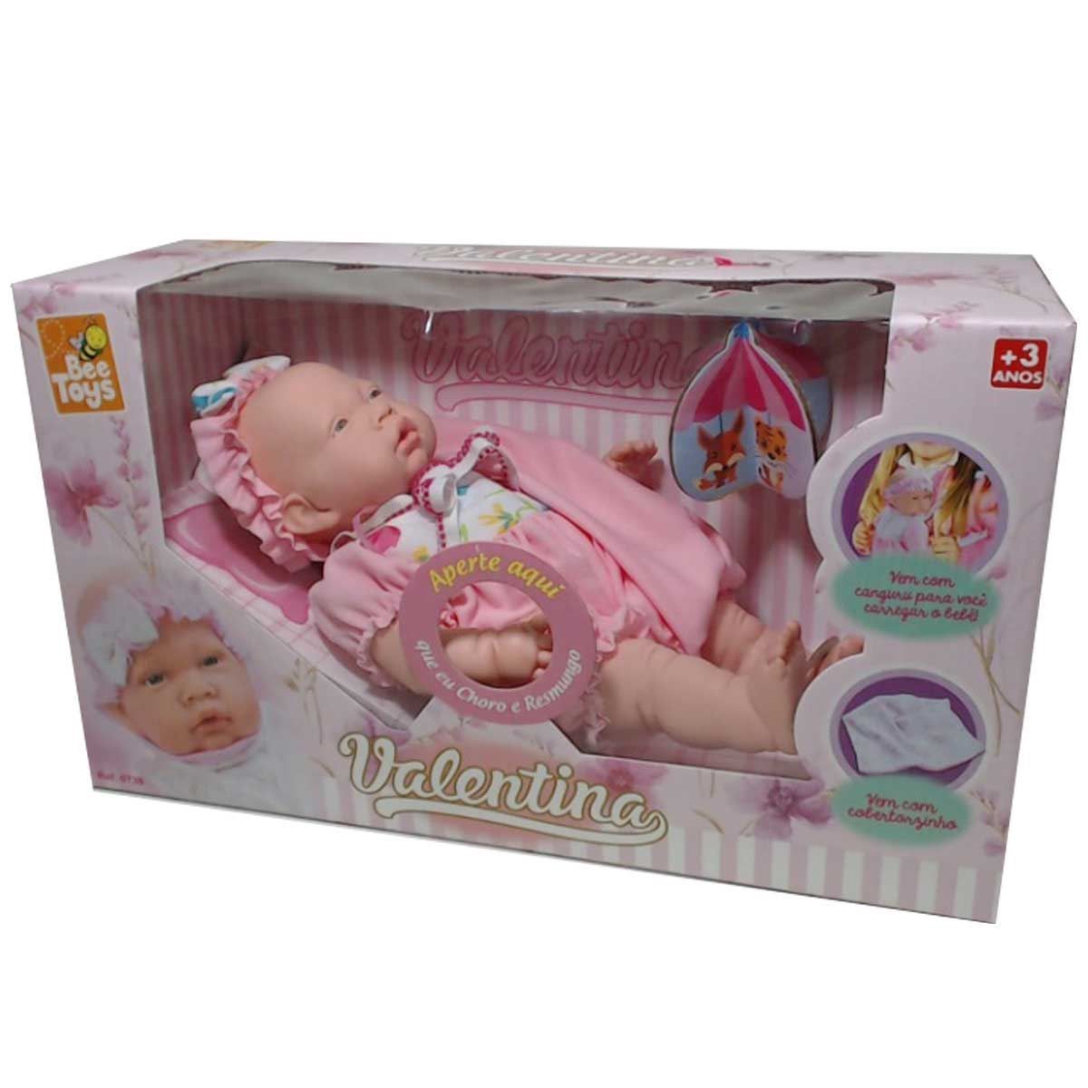 Boneca Valentina com Canguru Bee Toys - Rosa