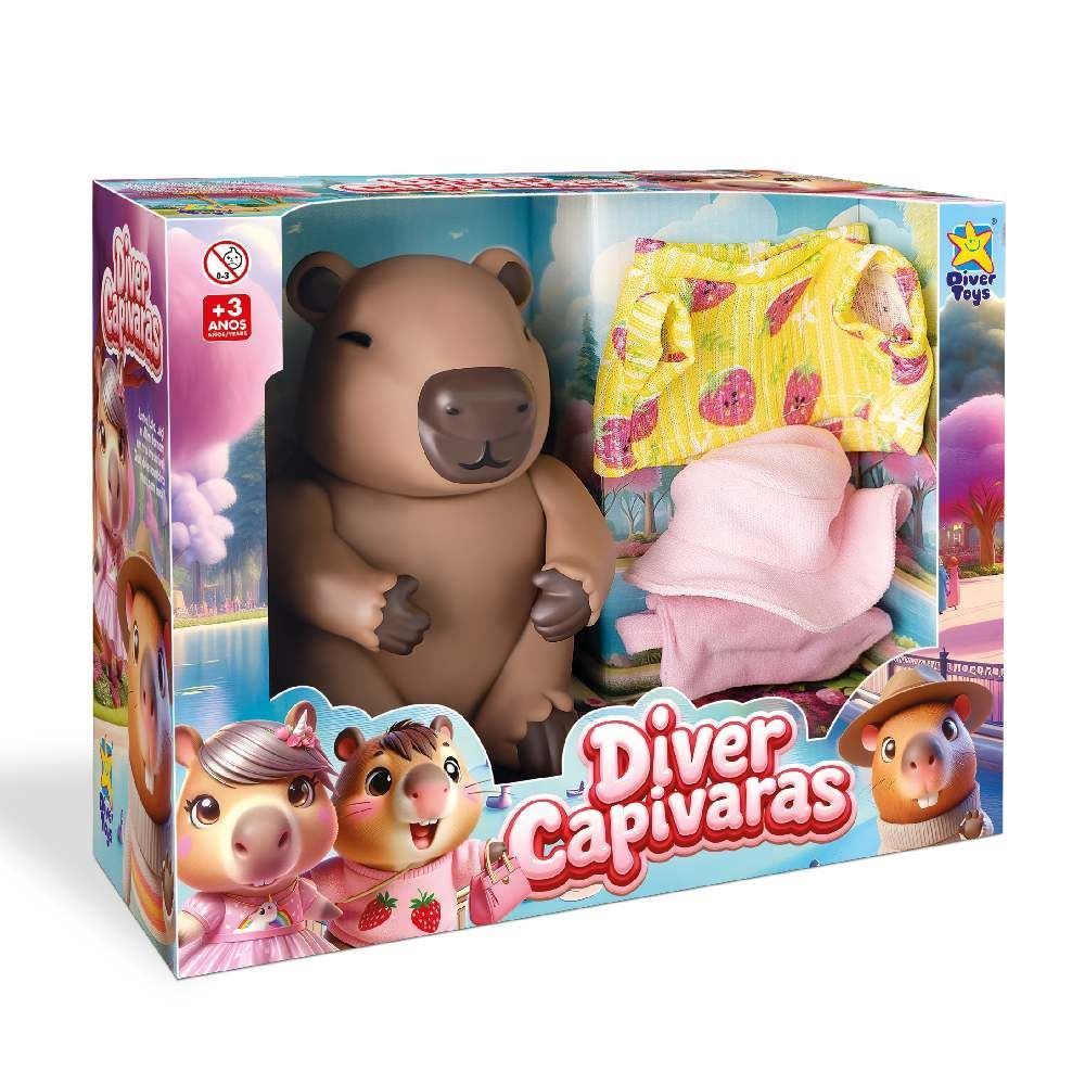 Boneco Capivara Com Acessórios Rosa Divertoys - 8386