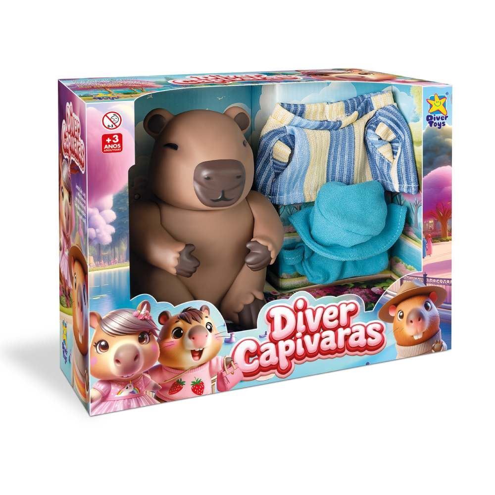 Boneco Capivara Suéter Azul Divertoys - 8387