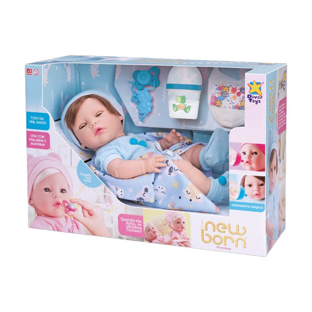 Boneco Diver New Born Premium Menino Divertoys - 8154