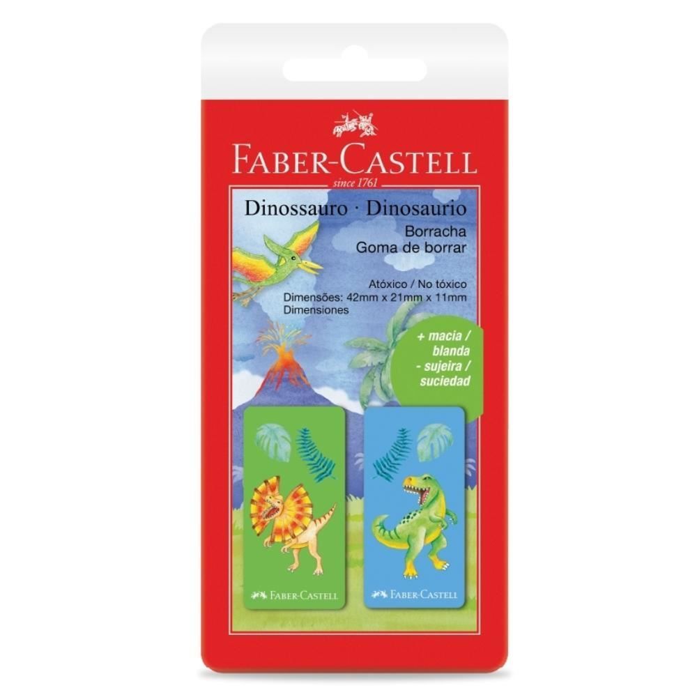 Borracha Dinossauro Faber Castell - Verde e Azul