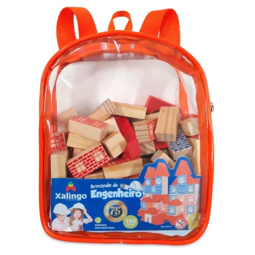 Brincando De Engenheiro Minha Mochilinha 100 Peças Xalingo - 52779