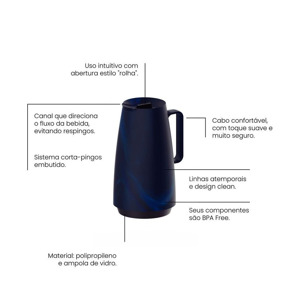 Bule Térmico Exata Marmorizado Tramontina Azul - 500ml