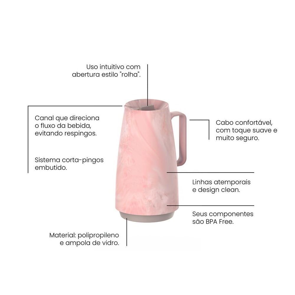 Bule Térmico Exata Marmorizado Tramontina Rosa - 500ml