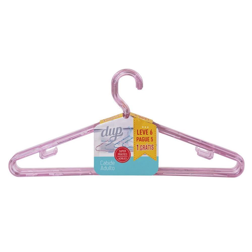 Cabide Adulto Leve 6 E Pague 5 Dup - Rosa Translucido