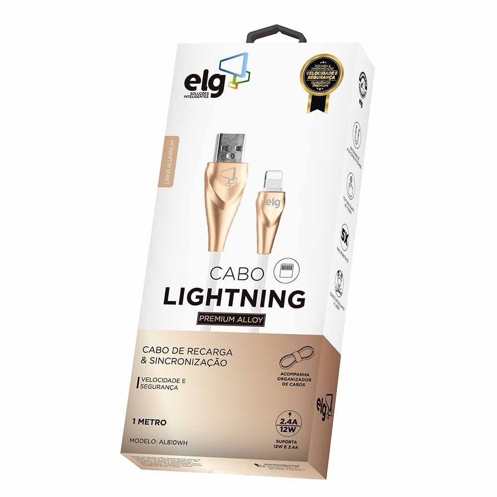 Cabo Emborrachado 1 Metro MicroUSB Lightning AL810 ELG - Branco