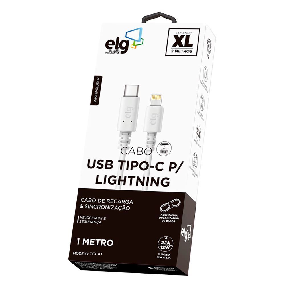 Cabo Lightning Usb Tipo-C 1 Metro Elg Tcl10 - Branco
