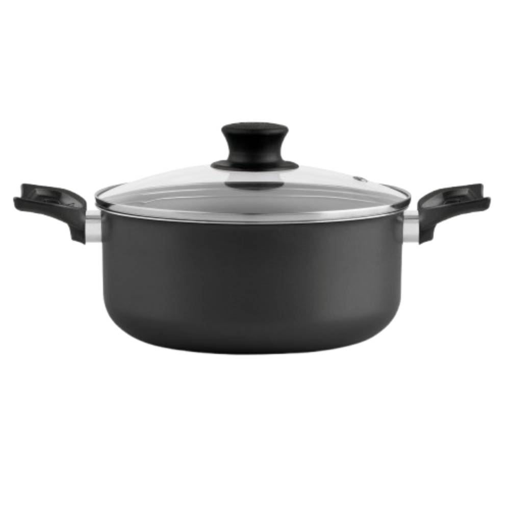 Caçarola Alumínio Antiaderente Com Tampa De Vidro Panelux 20Cm - Grafite