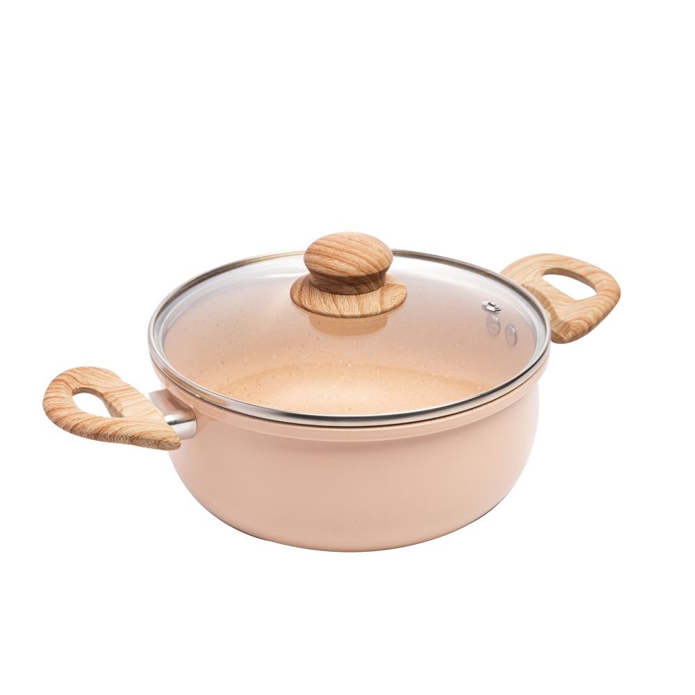 Caçarola Alumínio Com Revestimento Cerâmico De Indução Lyor 2,47 Litros - Bege