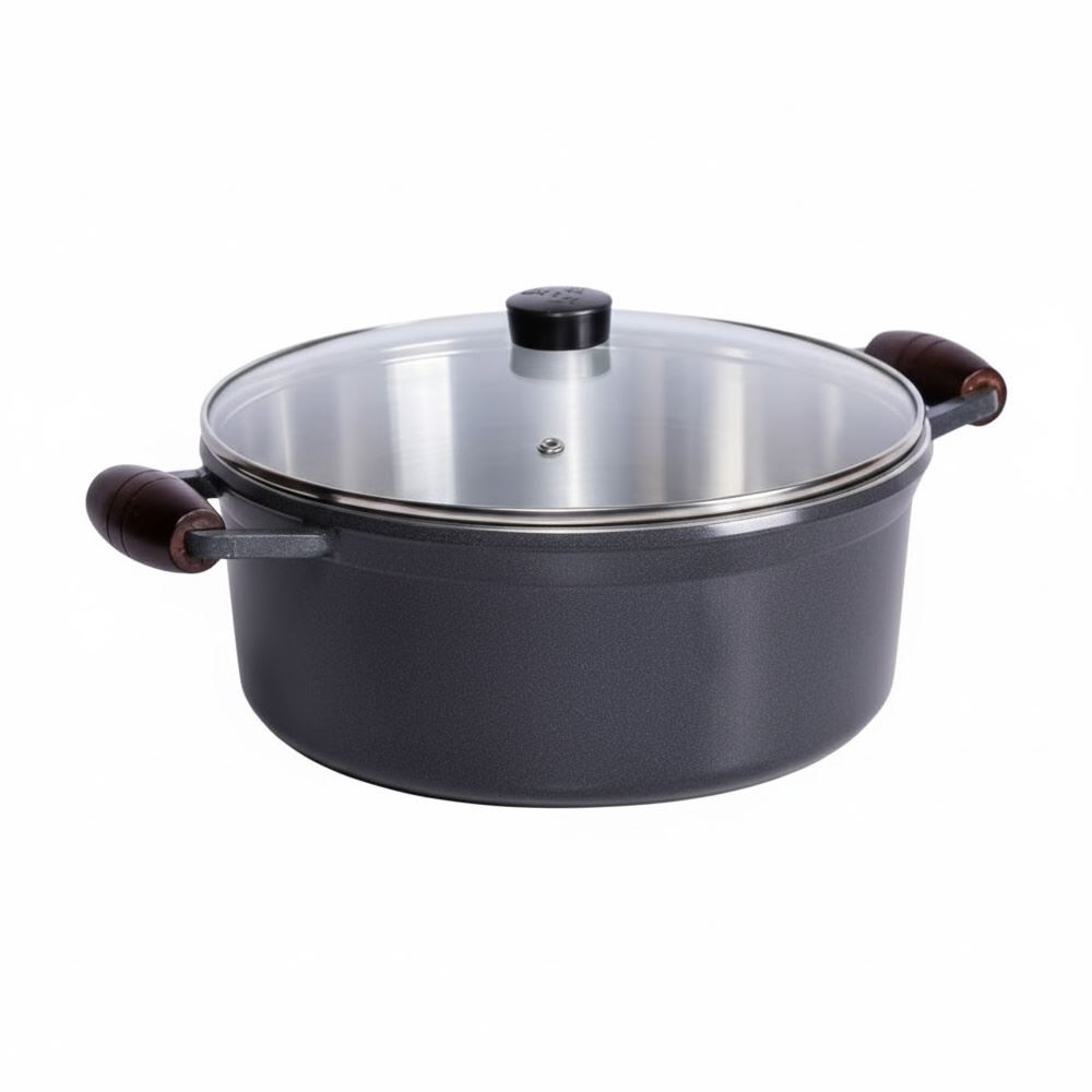 Caçarola Fundida com Tampa Cava 28Cm - Grafite