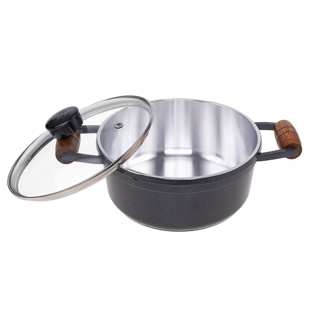 Caçarola Fundida Com Alças E Tampa 1,8 Litros Cava - Grafite