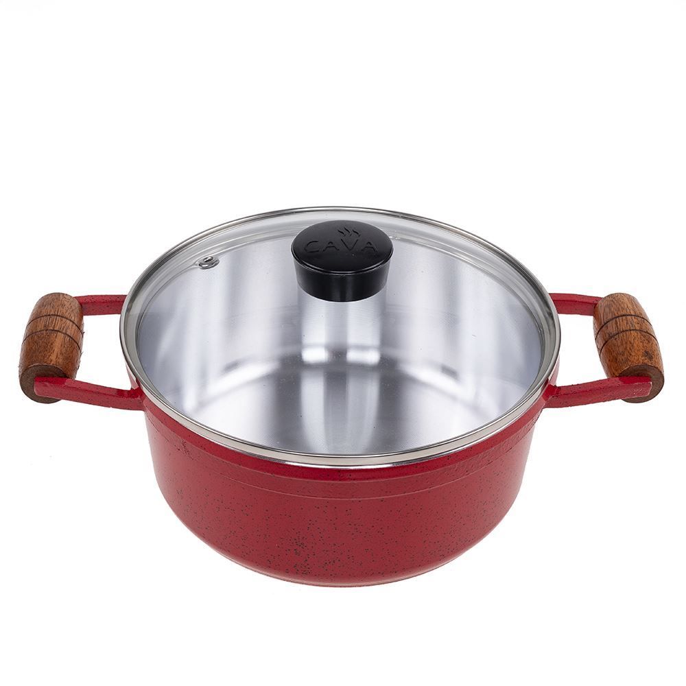 Caçarola Fundida Com Alças E Tampa 1,8 Litros Cava - Vermelho