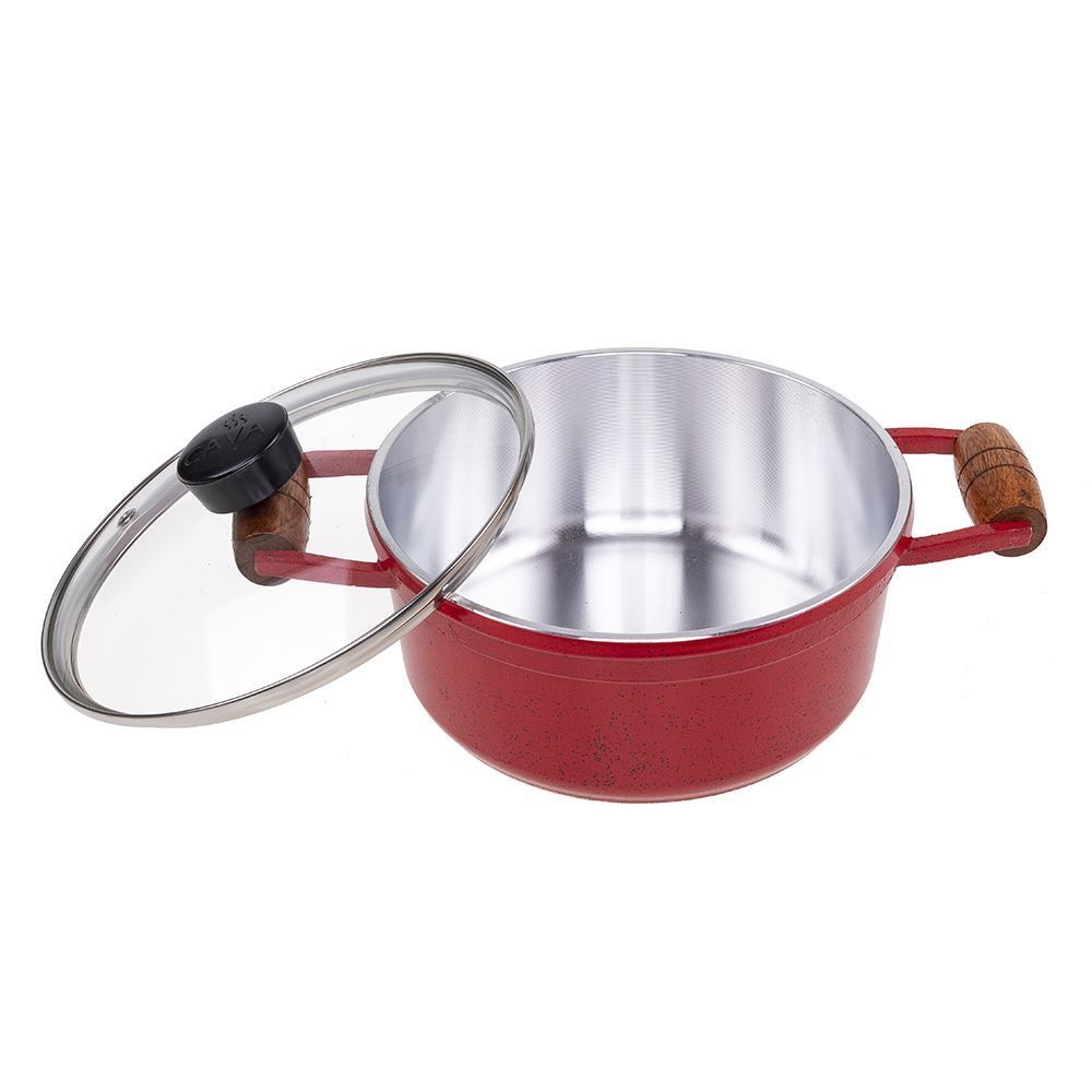 Caçarola Fundida Com Alças E Tampa 1,8 Litros Cava - Vermelho