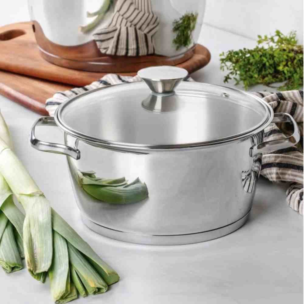 Caçarola Tramontina De Indução Inox Com Tampa Vidro 3,1L - Allegra