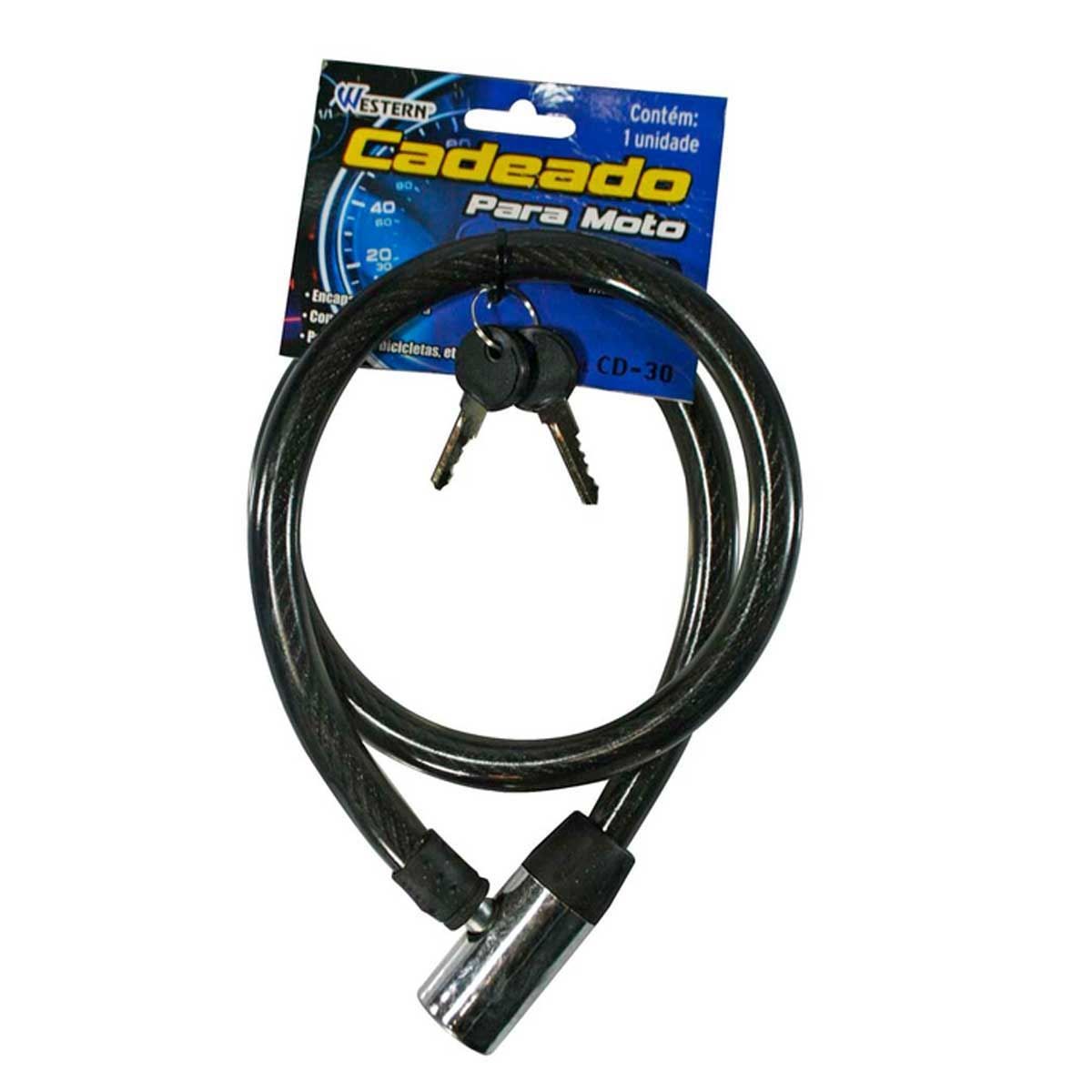 Cadeado Para Moto Flexível Com 1 Metro Cd-30 Western - DIVERSOS