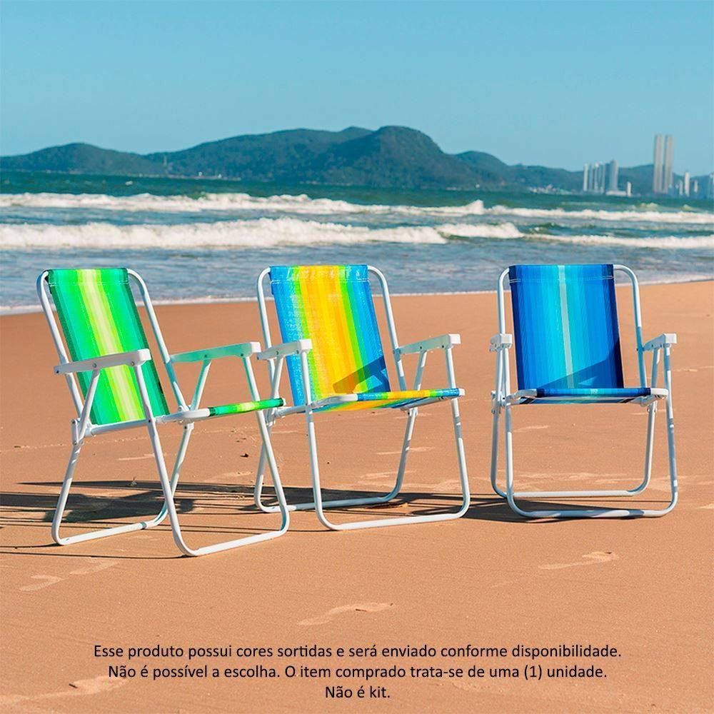 Cadeira De Praia Mor Alta Fixa De Aço - Sortido