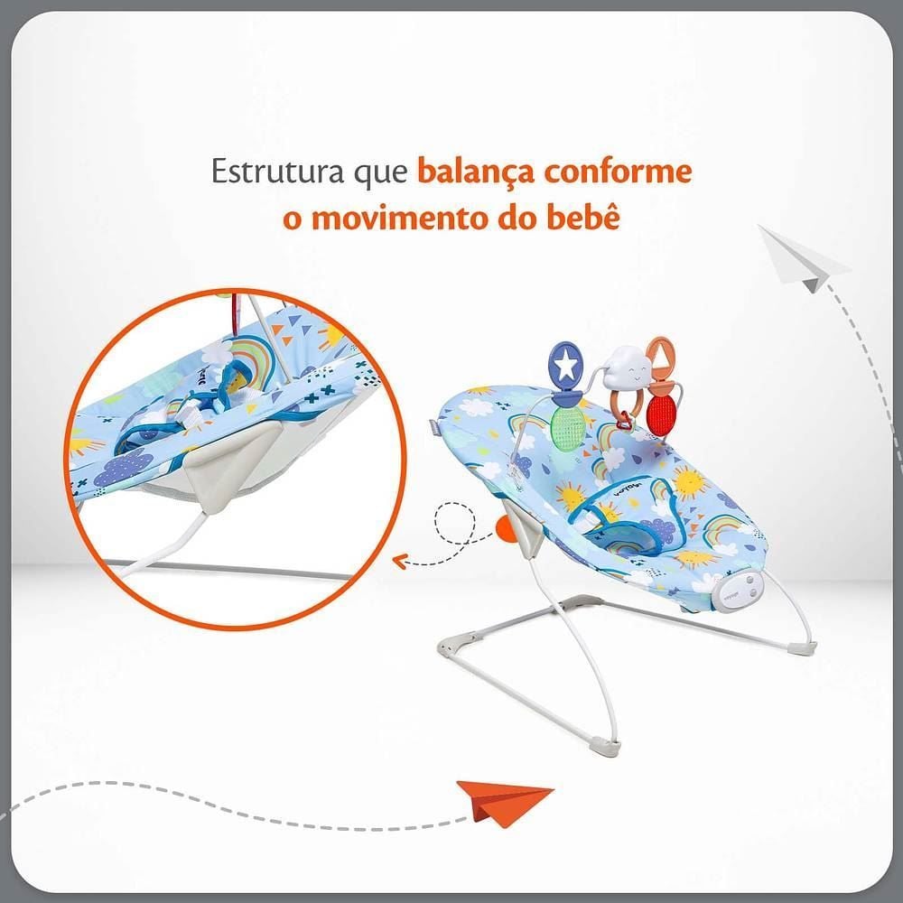 Cadeira De Descanso Bouncer Relax Com Brinquedos Voyage - Azul Solar