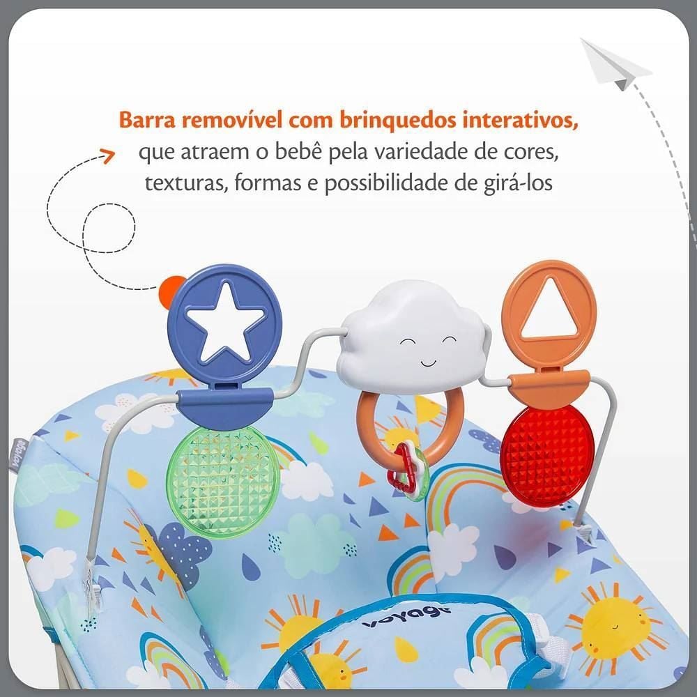 Cadeira De Descanso Bouncer Relax Com Brinquedos Voyage - Azul Solar