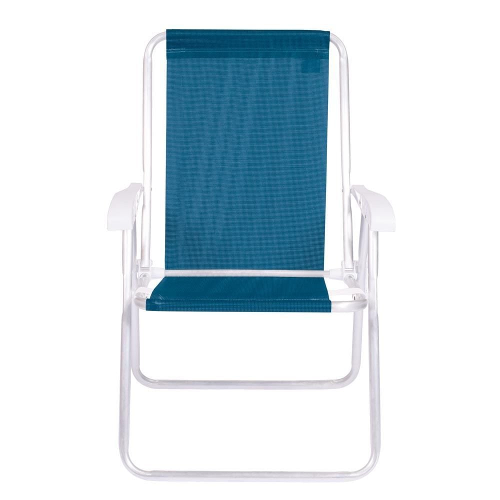 Cadeira De Praia Alta Conforto Alumínio Mor - Azul 