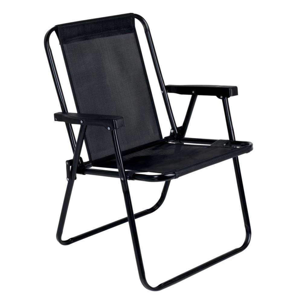 Cadeira De Praia Alta Fixa Aço Mor - Preto