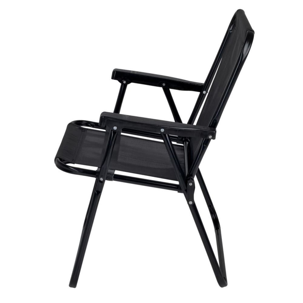 Cadeira De Praia Alta Fixa Aço Mor - Preto