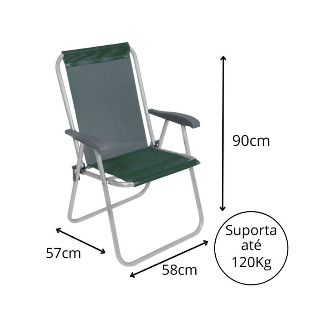 Cadeira De Praia Alta Ô Vidão Alumínio - Verde