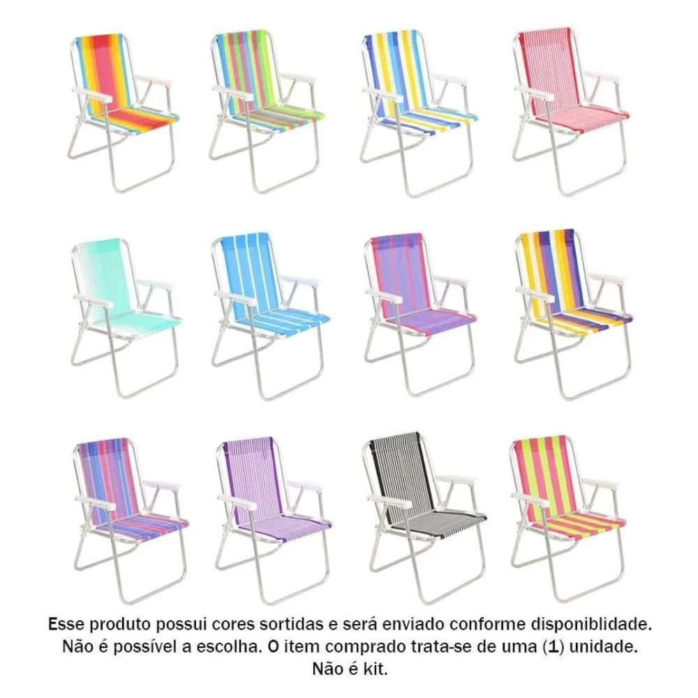 Cadeira De Praia Bel Alta Fixa De Aço - Sortido