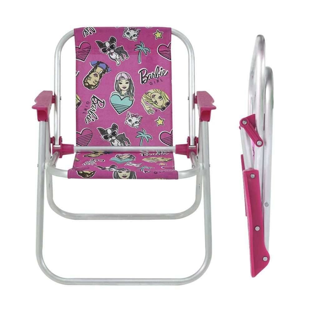 Cadeira Infantil Praia Barbie Alumínio Bel Fix - Rosa