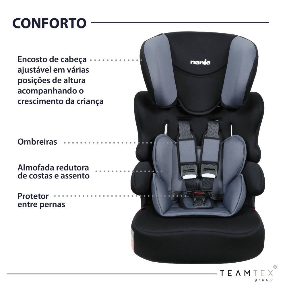 Cadeirinha Infantil Para Carro 9 A 36 Kg Kalle Nania Team Tex - Preto
