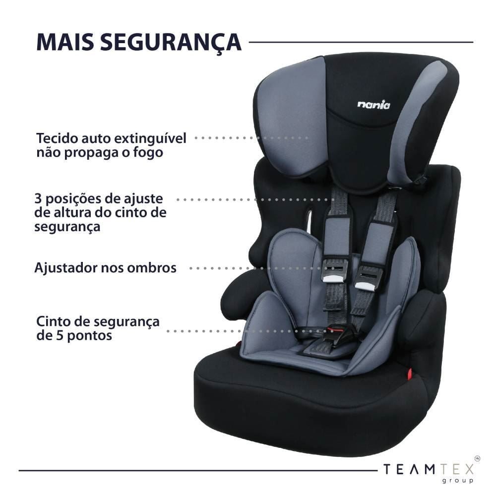 Cadeirinha Infantil Para Carro 9 A 36 Kg Kalle Nania Team Tex - Preto