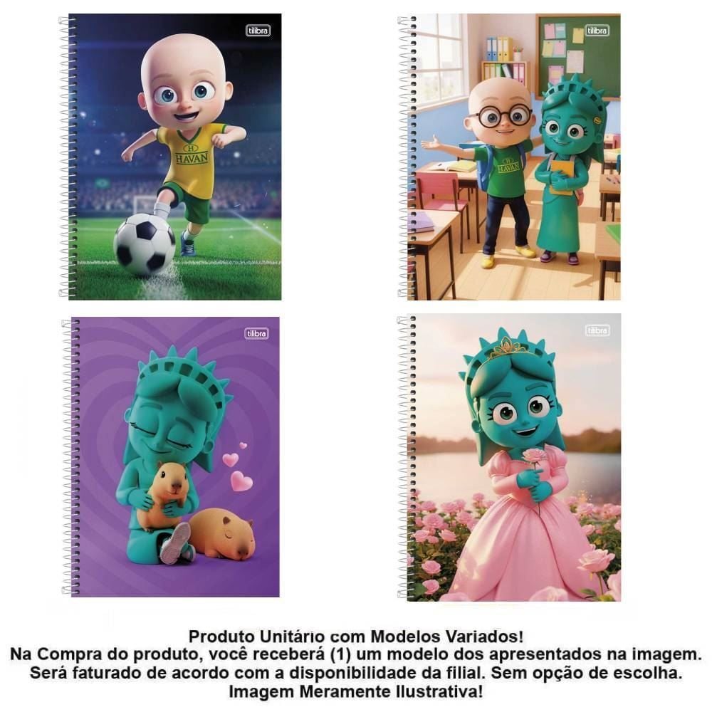 Caderno Espiral Infantil Havan 96 Folhas Tilibra - Sortido