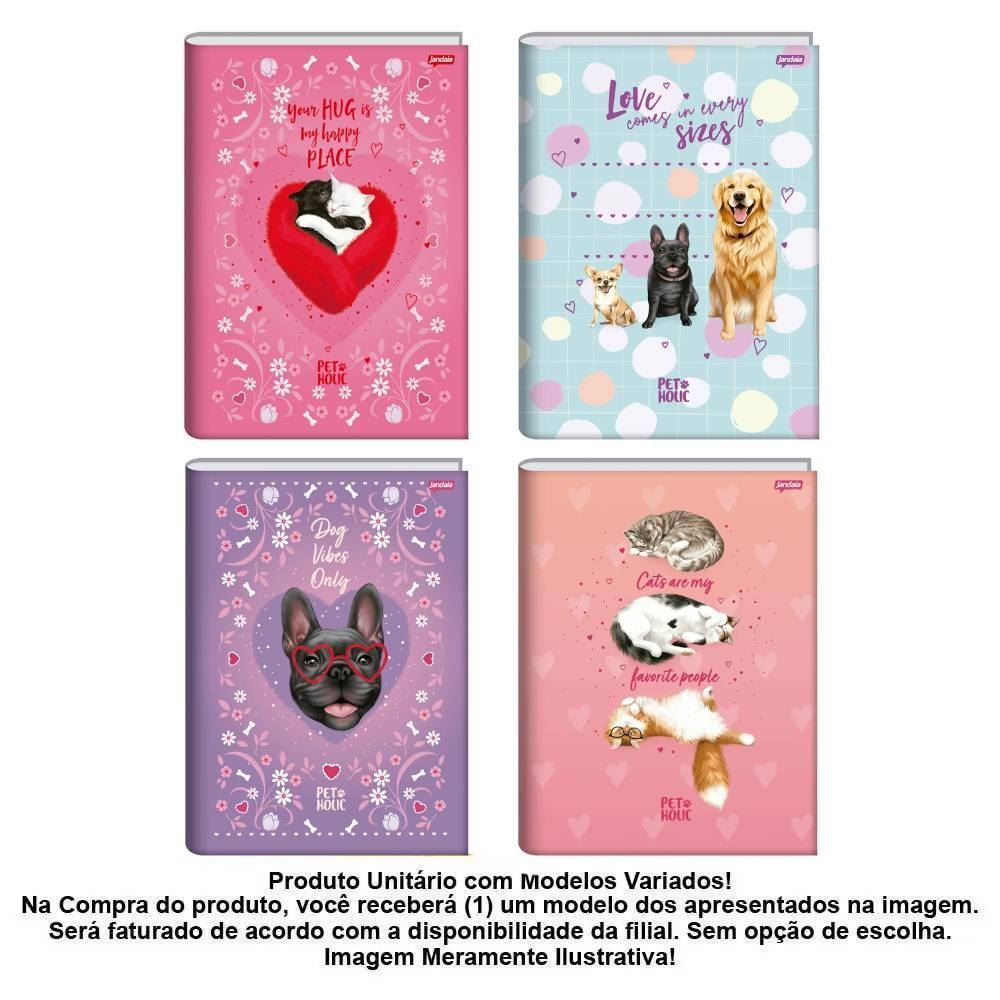 Caderno 1 Matéria Universitário Brochura Pet Holic Jandaia - Sortido