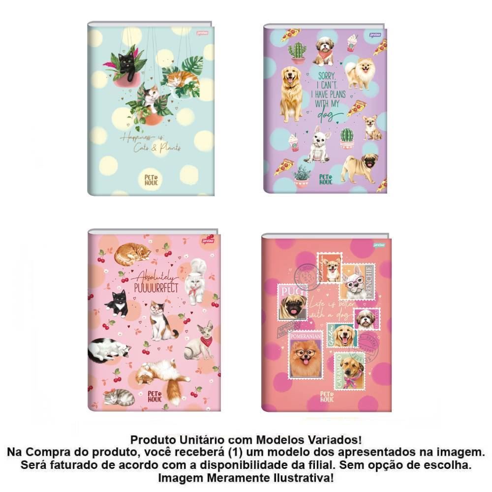 Caderno Universitário Brochura Pet Holic 80 Folhas Jandaia - Sortido