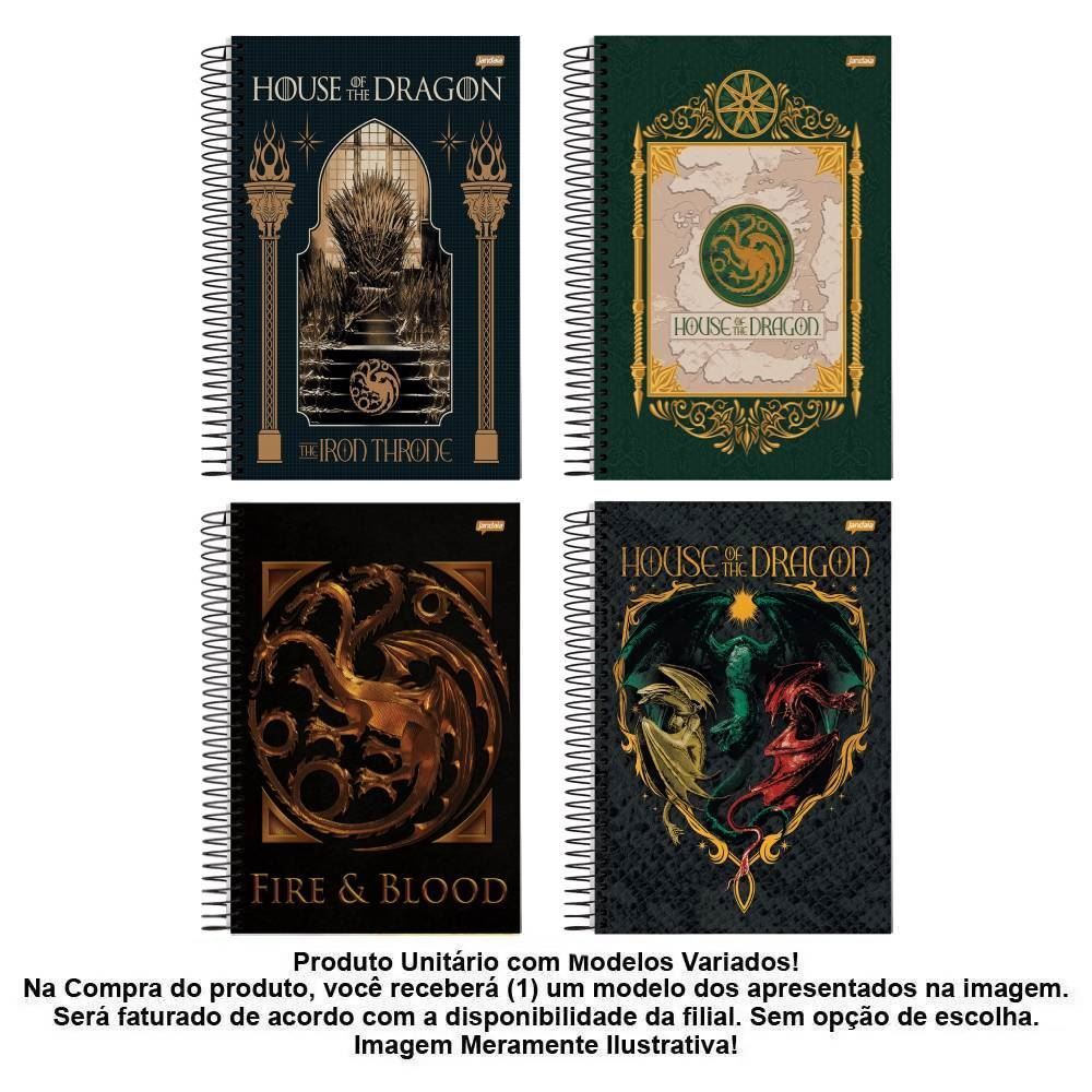 Caderno 10 Matérias Universitário House Of The Dragon Jandaia - Sortido