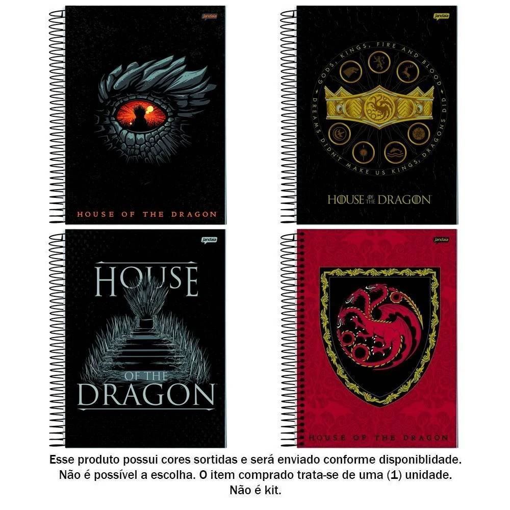 Caderno 10 Matérias Universitário House Of The Dragon Jandaia - Sortido