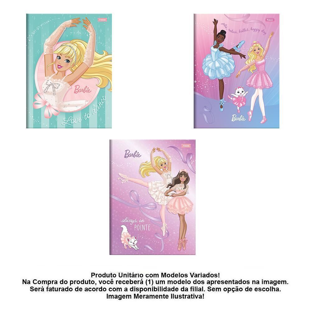 Caderno Brochura Capa Dura 1/4 Barbie Dreamtopia 80 Folhas Foroni - Sortido