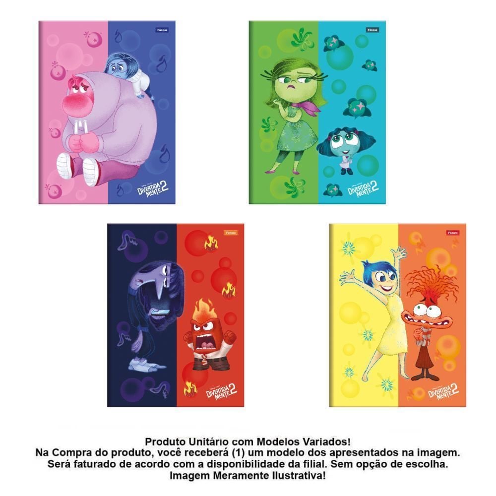 Caderno Brochura Capa Dura 1/4 Divertidamente 80 Folhas Foroni - Sortido