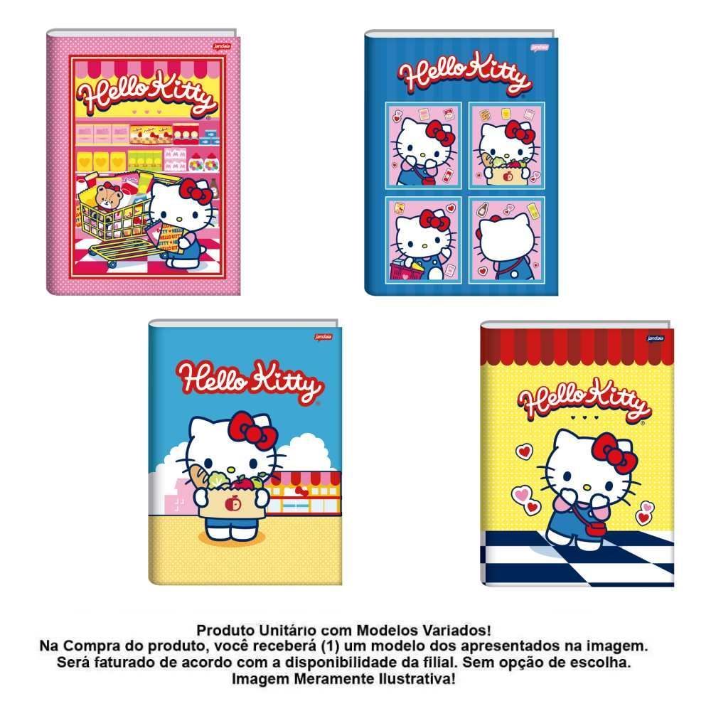 Caderno Brochura Capa Dura 1/4 Hello Kitty 80 Folhas Jandaia - Sortido