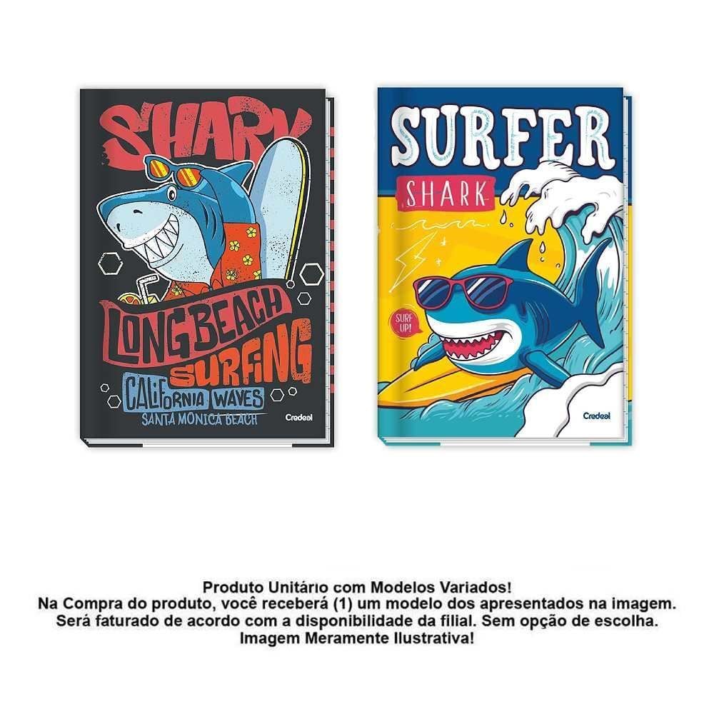 Caderno Brochura Capa Dura 1/4 Sharkinhos 80 Folhas Credeal - Sortido